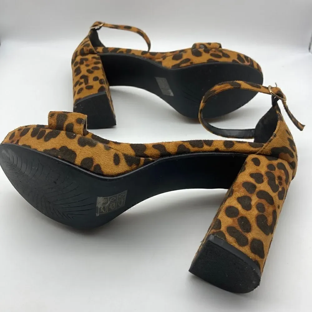 Allegra K Leopard Print Platform Sandals Size 7,5